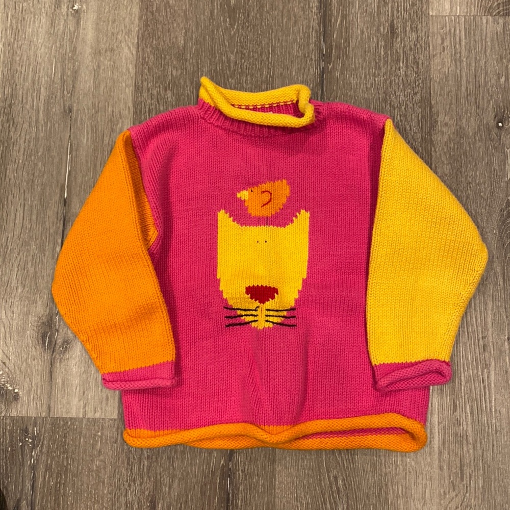 100% cotton VINTAGE little girls HANDMADE sweater size 5